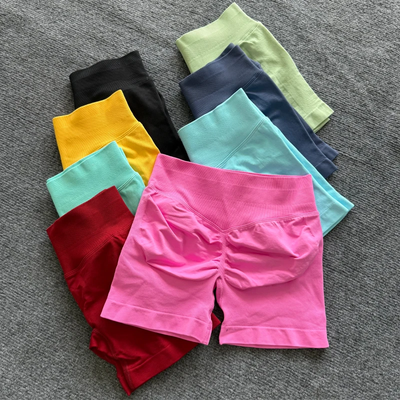 impact Gym Shorts Women Fitness Sports Shorts Low Ribbed Band Yoga Shorts Workout Scrunch Butt Seamless Leggings
