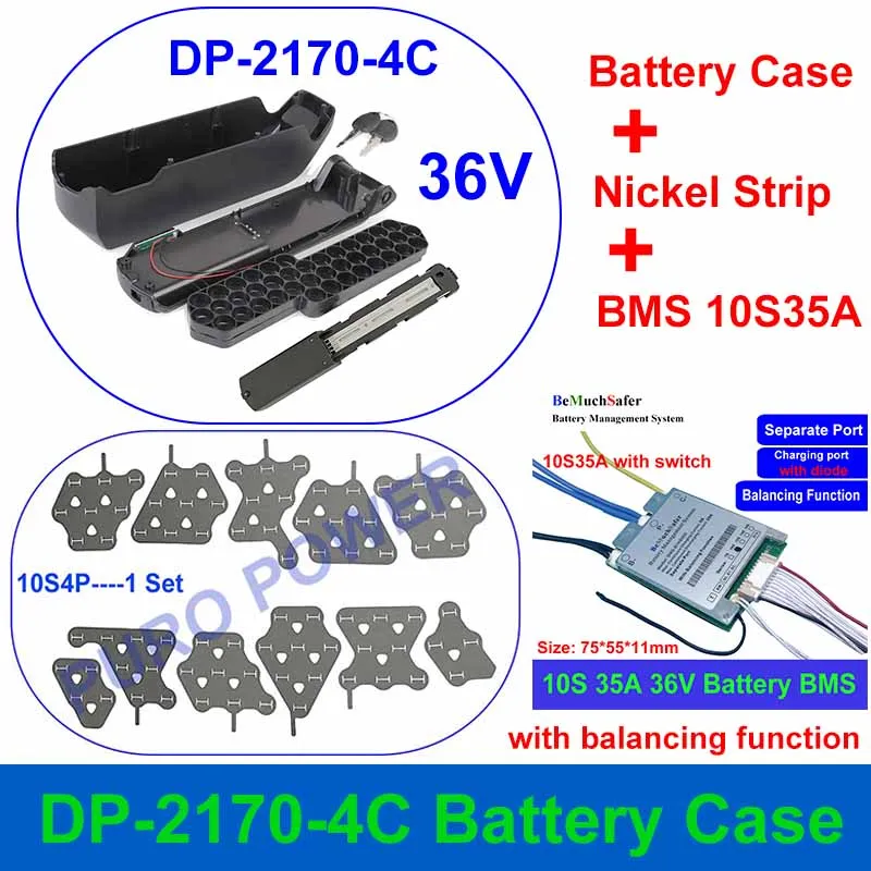 Polly DP-2170-4C obudowa baterii pasuje 40 sztuk 21700 komórek DP-4C pudełko 10S4P 13S 3P taśmy z niklu 35A BMS dla DIY DP-4C-21700 bateria eBike