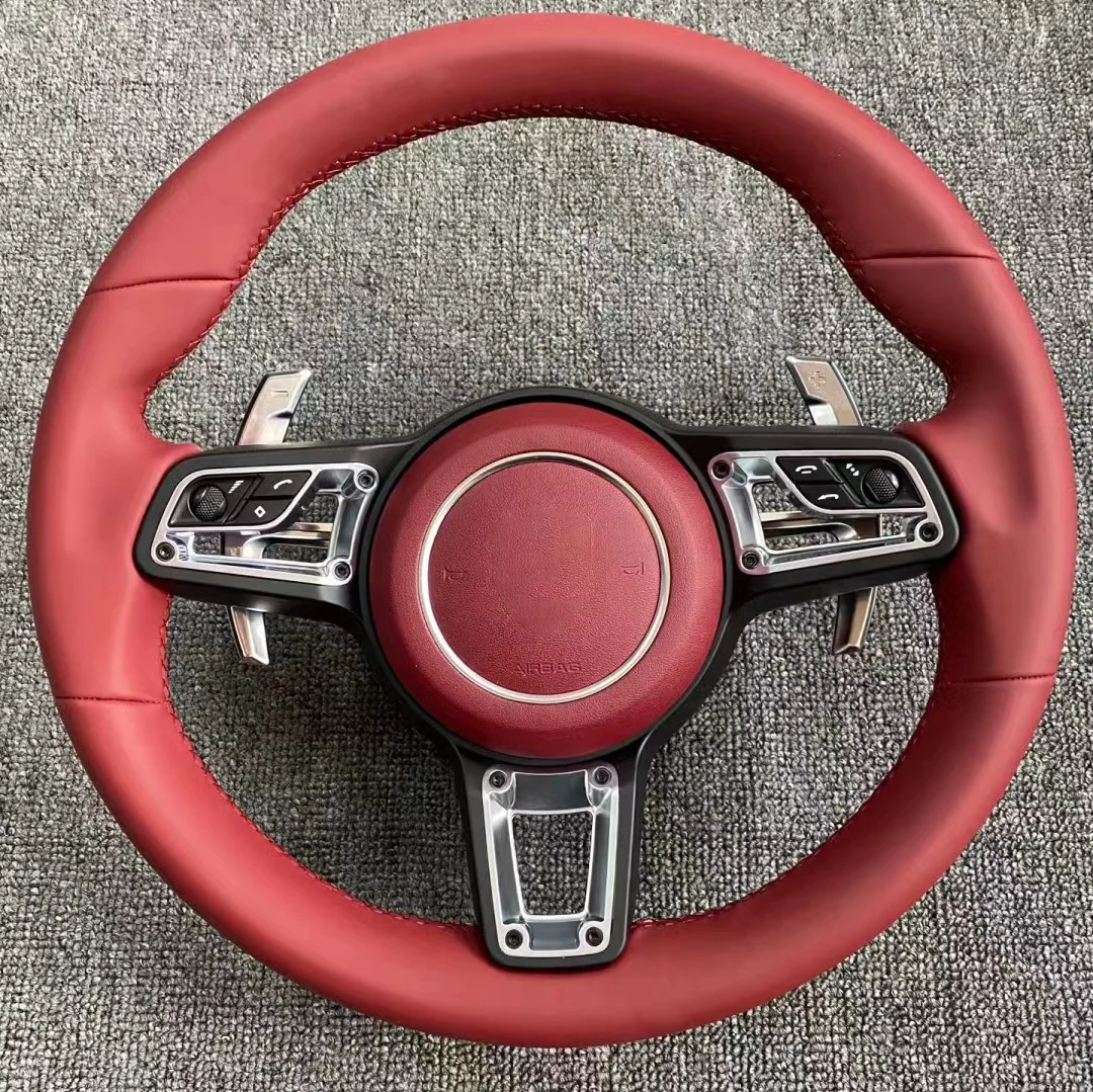 

Red Leather Carbon Fibre Steering Wheel For Porsches 987 971 991 992 997