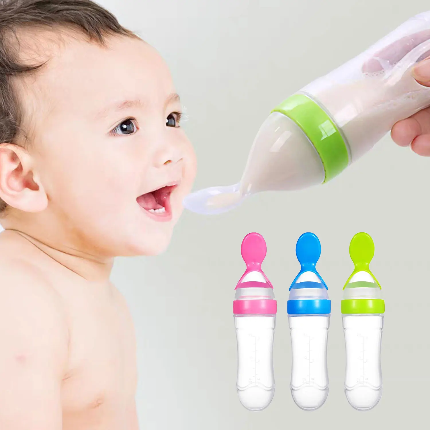 Baby Squeeze Feeding Spoon Photography Accessories Silicone Spoon Feeder Silicone Spoon Squeeze Fruit and Vegetable Puree