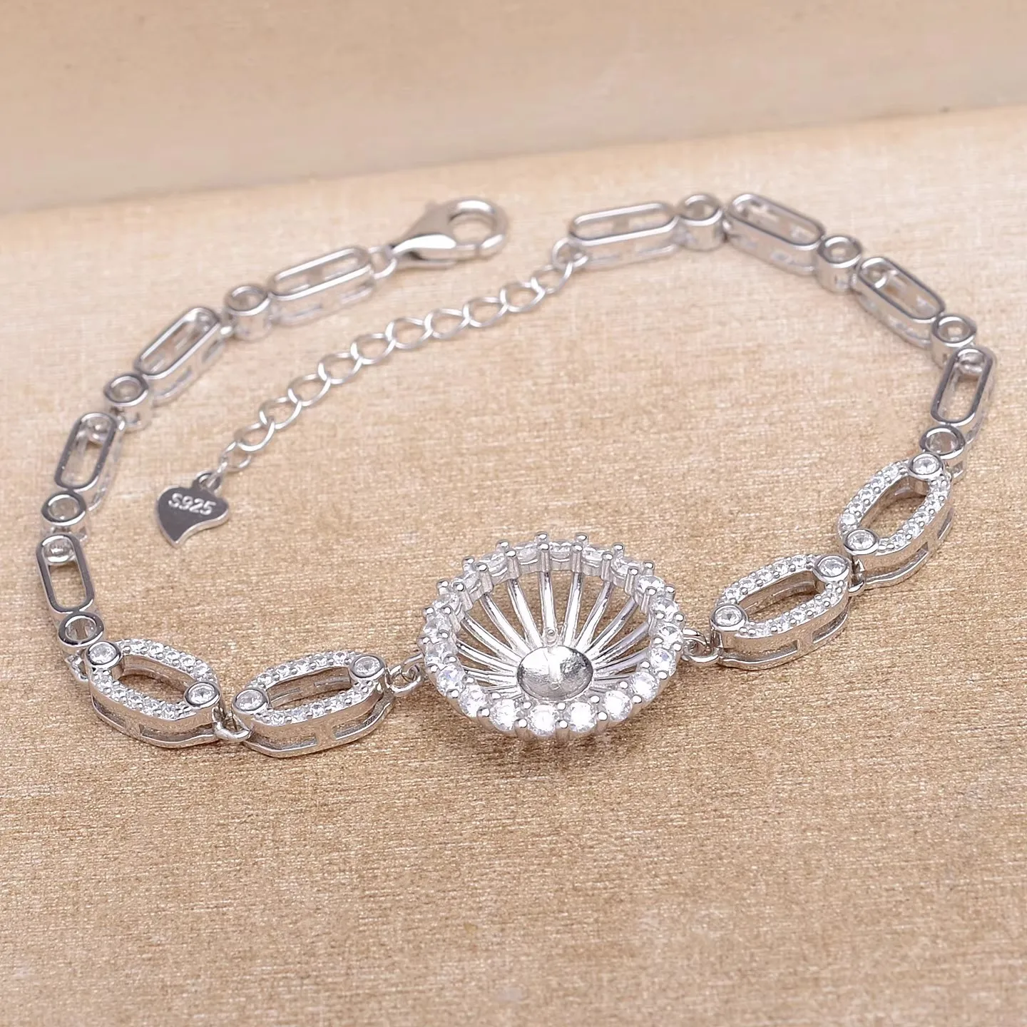 

925 Sterling Silver Bracelet Mountings ADJUSTABLE Bangle Findings Jewelry Parts Fittings Accessories for 12-13mm Pearls