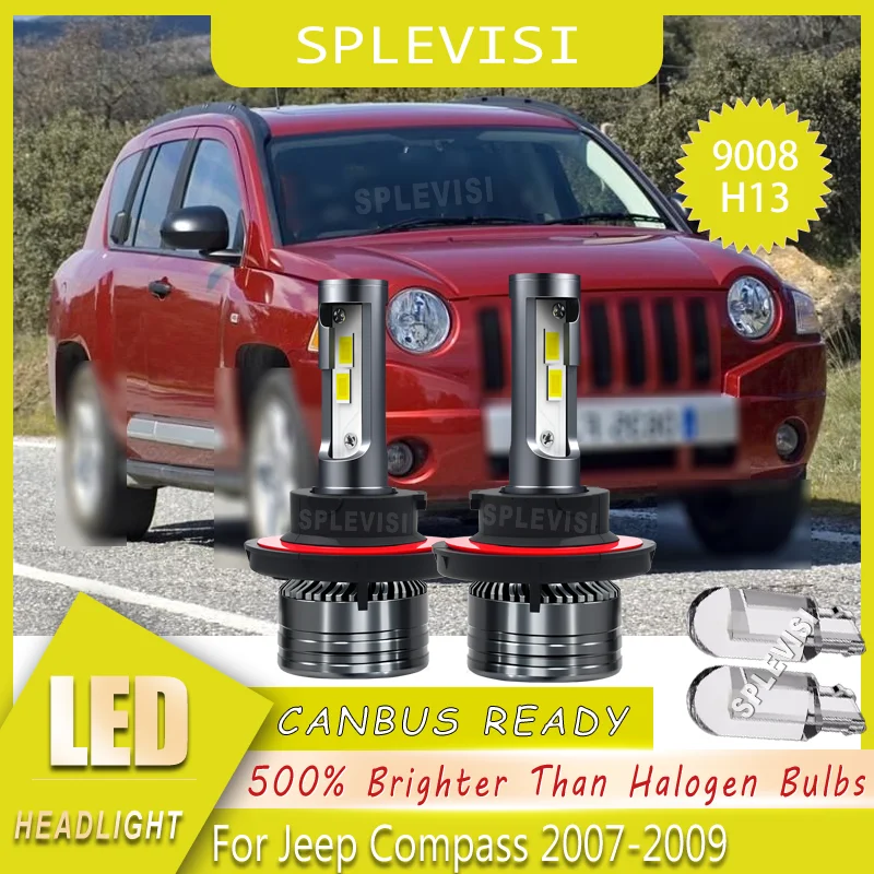 High-Quality Clear Beam Simple Installation Shockproof & Dustproof Build 9008 LED Headlight For Jeep Compass 2007 2008 2009
