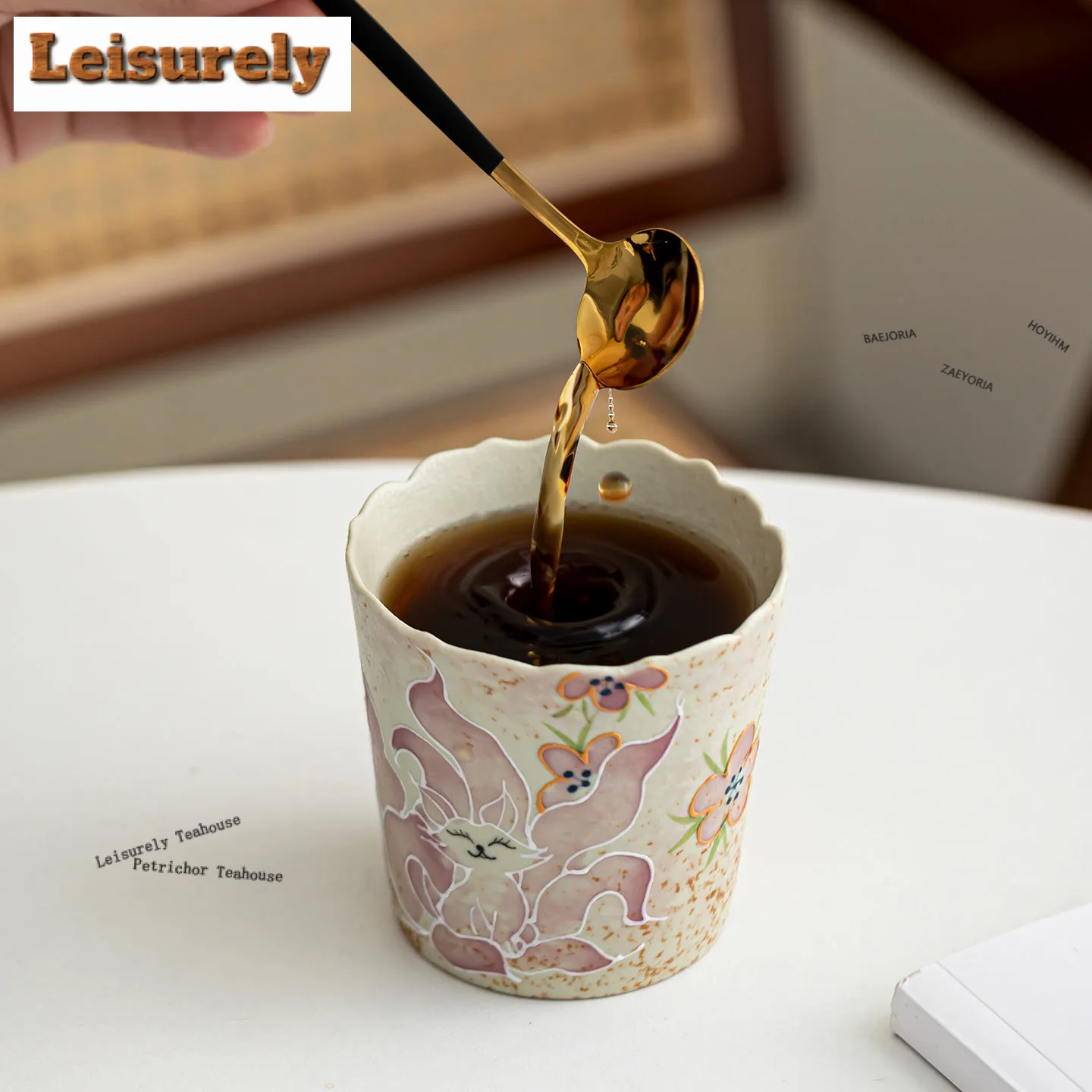 160ml Hand-painted Nine-tailed Fairy Fox Coffee Mug Hot Chocolate Cup Afternoon Tea Mug Office Water Cup Tea Items Decoration