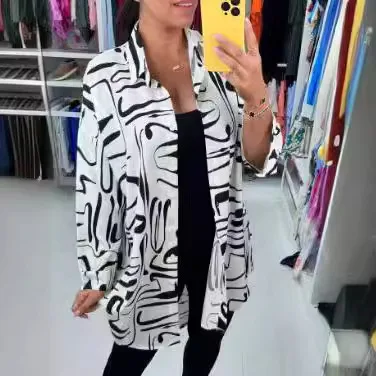 New Women's Trendy Comfortable Casual Loose Versatile Button Down Long Sleeve Printed Breathable Wrinkle Resistant Fashion Shirt