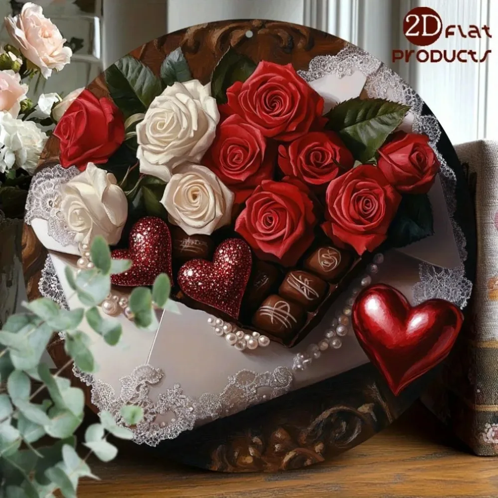 Letrero redondo de aluminio Retro para el Día de San Valentín, 8x8 pulgadas, sin necesidad de energía, arte decorativo 2D para el hogar, Bar, oficina, regalo de Festival