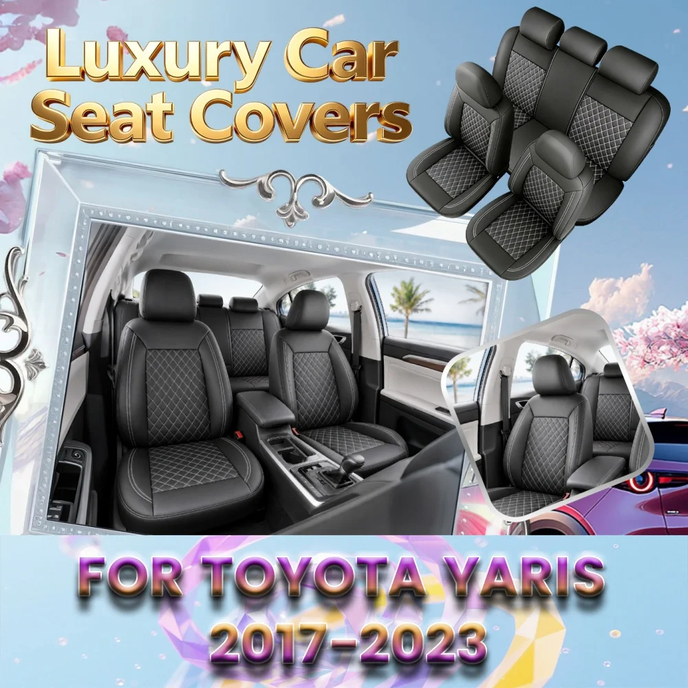 For Toyota Yaris 2017-2023High-grade quilting texture universal car seat cover, easy to clean, suitable for all seasons