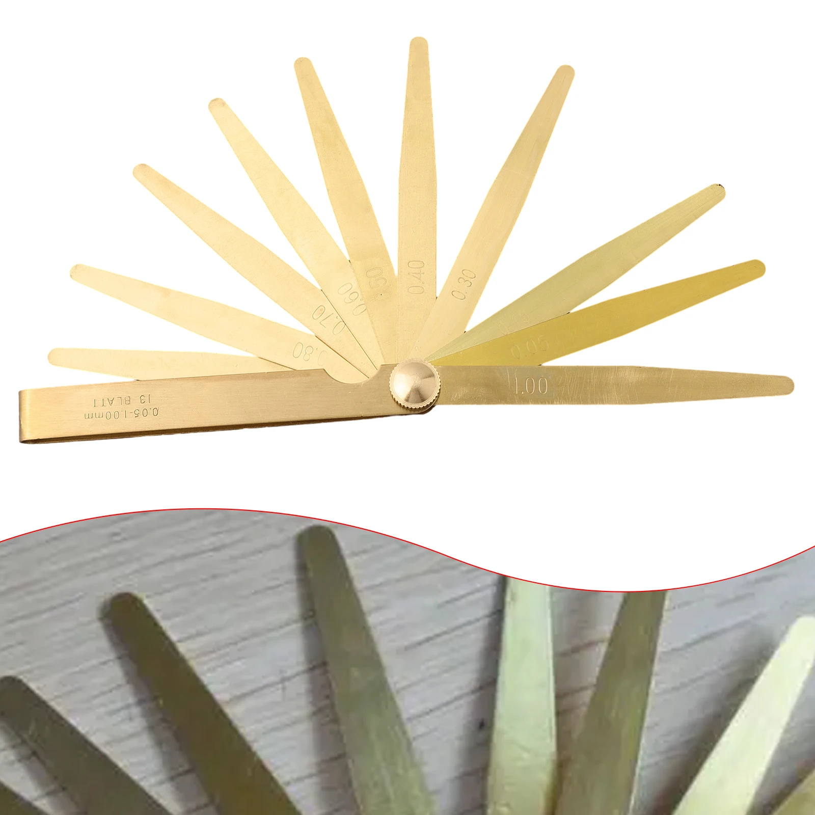 13pcs Blades Feeler Gauge 0.05-1.00M High Precision Metric Gauge Foldable Range Brass Feeler Measurements Tool Hot Sale