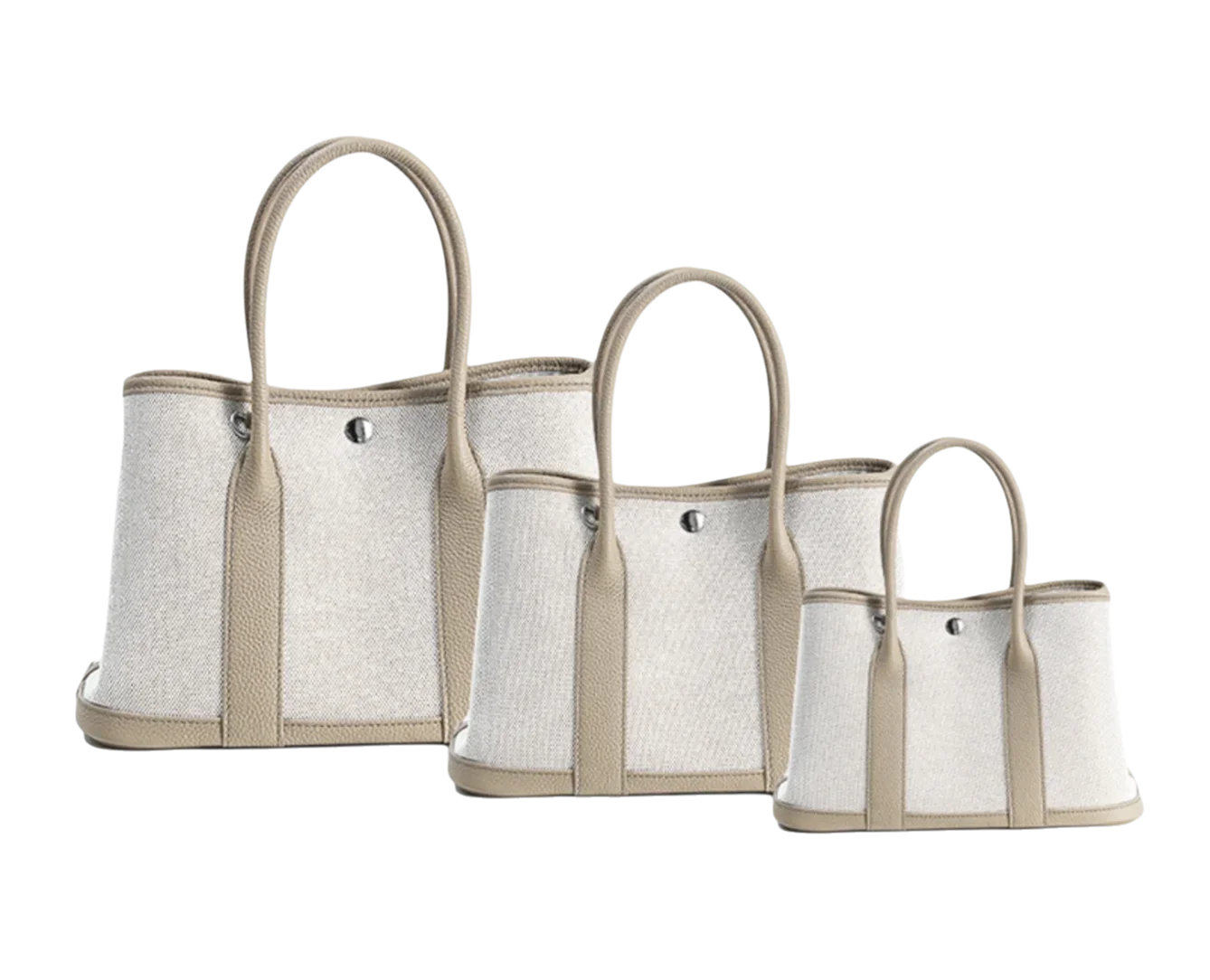 Women Full Grain Cowhide Canvas Garden Tote Bag, No Logo Luxury Contrast Color Top Handle Purse, Multi Sizes Large Capacity Comm