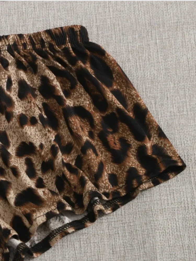 مثير بيجامة السراويل السيدات الملابس جوفاء التدريجي الرسن الأعلى ليوبارد طباعة السراويل مثير دعوى مثير ارتداءها الملابس الداخلية الكبار زي