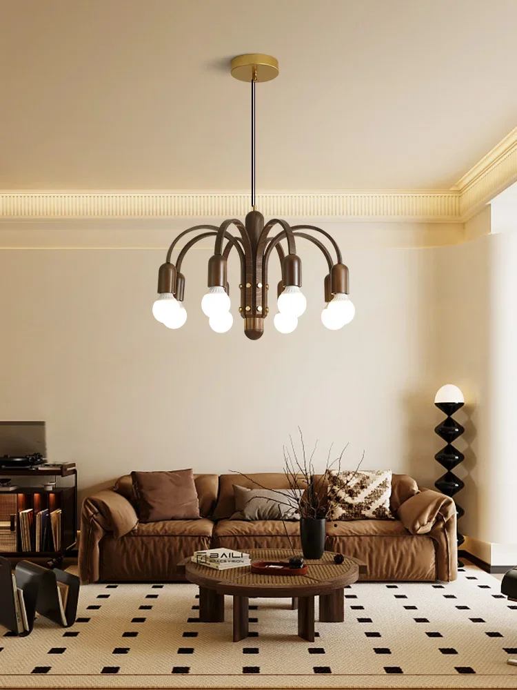 

Living Room Chandelier Designer Main Lamp Retro Walnut Color Bedroom Lamps