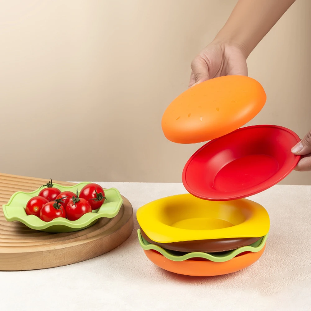 Mini juego de platos de cena apilables para hamburguesas, vajilla divertida de 6 uds para servir salsa, aperitivos y postres, Material PP reutilizable y resistente