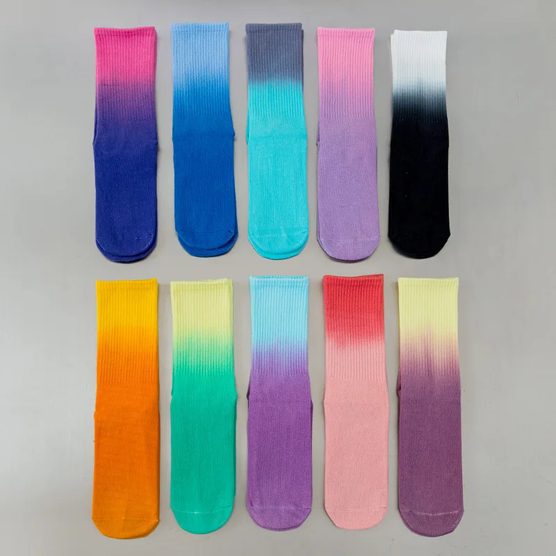 

10 pairs New Breathable Sweat-absorbing Gradient Color Stocking Non-slip Yoga Socks Mid-tube leisure comfortable Women Socks
