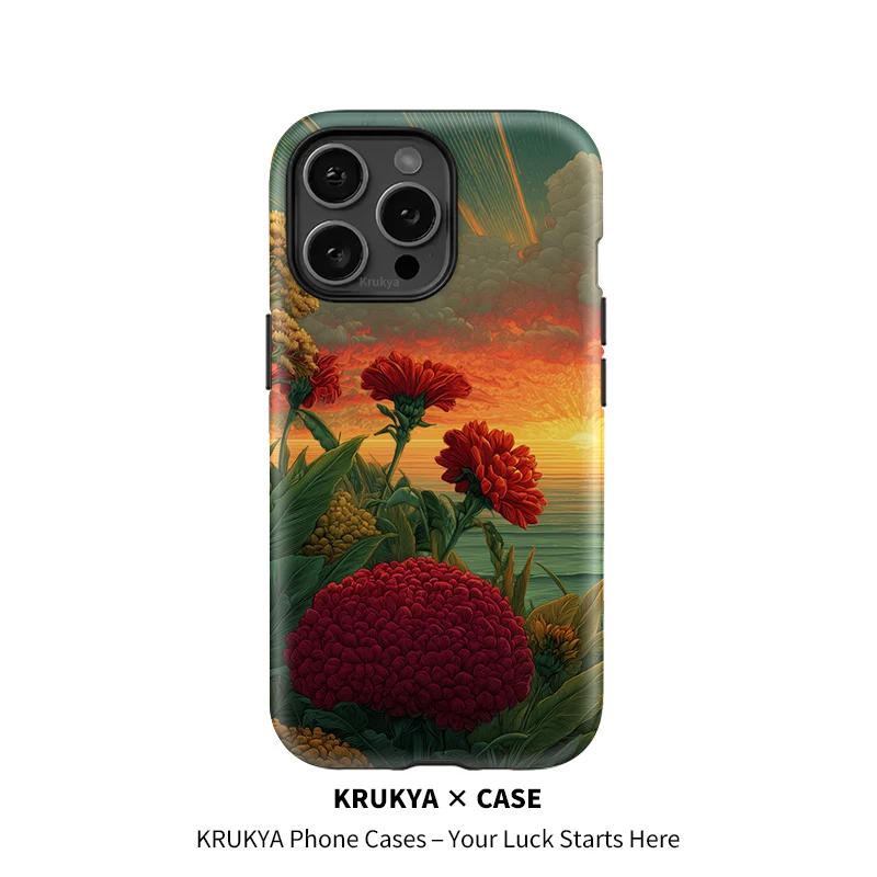 

Противоударный чехол Krukya для iPhone 17 16 15 Pro Max 14 Plus 13 12 11 X XR XS Max, мягкий двухслойный чехол из ТПУ с цветочным узором