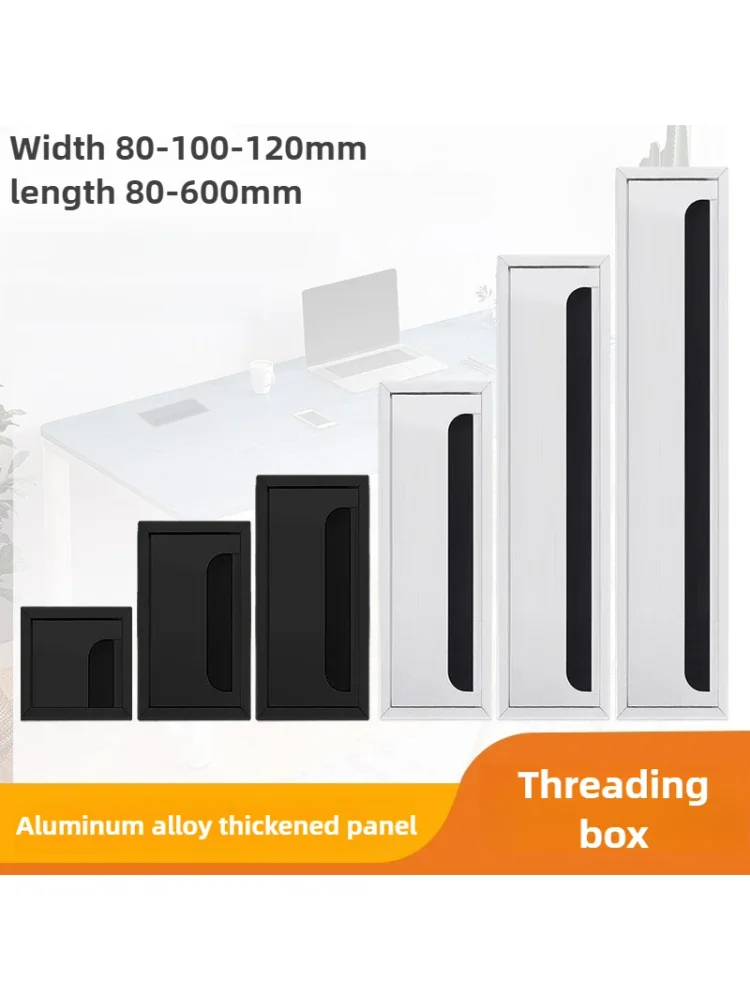 1 pièce – Cache-câble rectangulaire en alliage d'aluminium pour bureau, passe-câble de table avec brosse noire intégrée