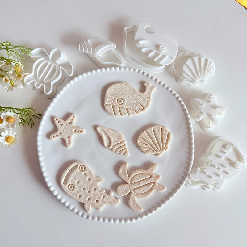 Whale Starfish Shell Turtle Cookie Cutter Fondant Tools Biscuit Moulds Sea Cookie Cutter Sugar Craft Baking Pastry Stamp Mold