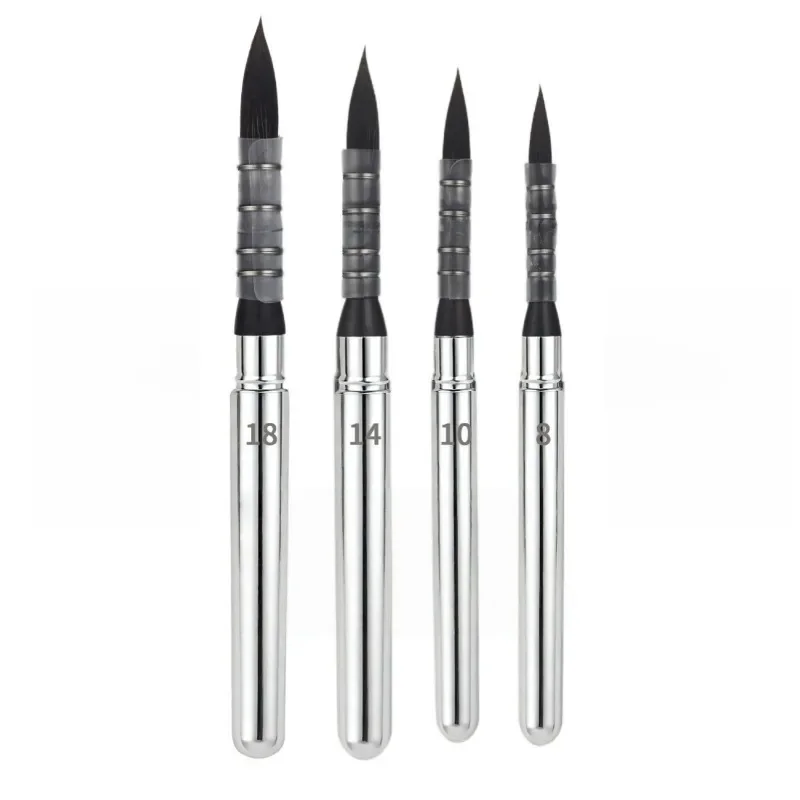 4Pcs Travel Mop Watercolor Brush Set Simulated Squirrel Hair Detachable Water Storage Metal Rod Portable Painting Art Supplies