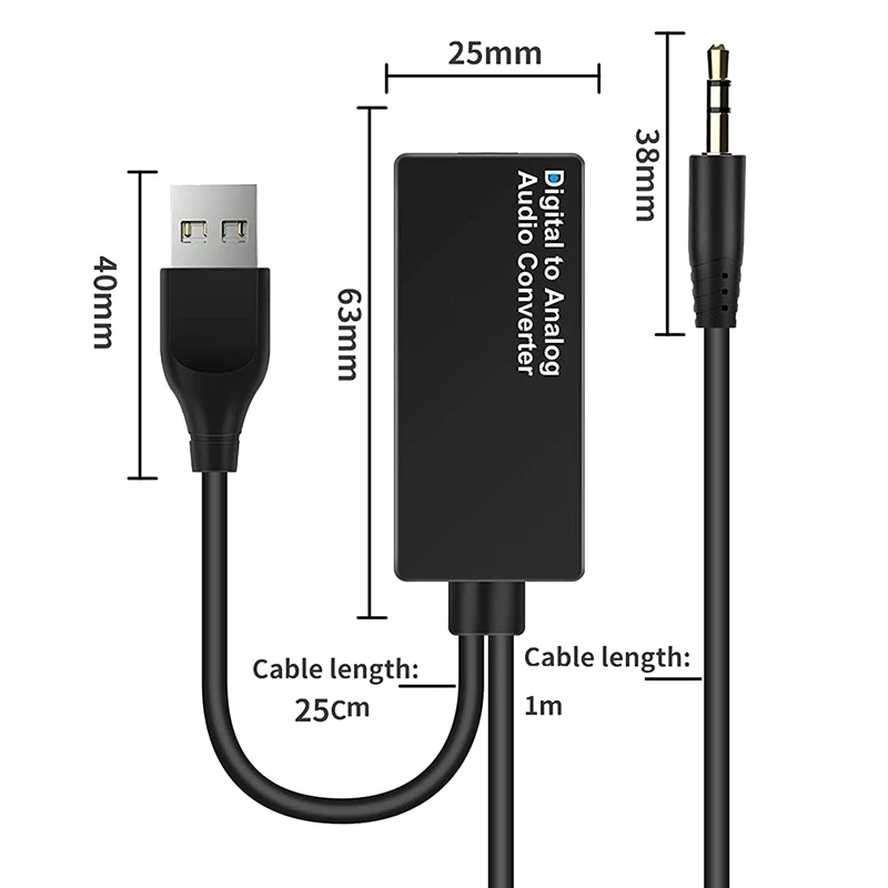 192KHz Digital to Analog Audio Converter , Digital Optical Toslink to Analog 3.5mm Jack Audio Cable Adapter-DTA9