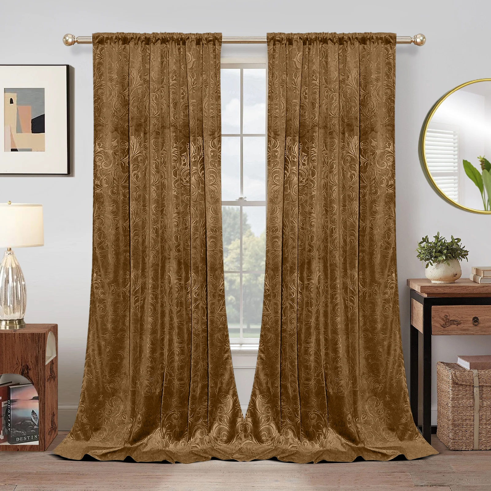 2-panelen fluwelen verduisteringsgordijnen voor slaapkamer woonkamer kerstgordijnen staafzak zachte thermisch geïsoleerde raamgordijnen