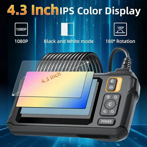 Imagen 2 del producto Cámara endoscópica Industrial 8mm HD1080P pantalla IPS de 4,3 pulgadas cámara de inspección de tuberías 1080P para reparación de automóviles IP67 impermeable 8 LED