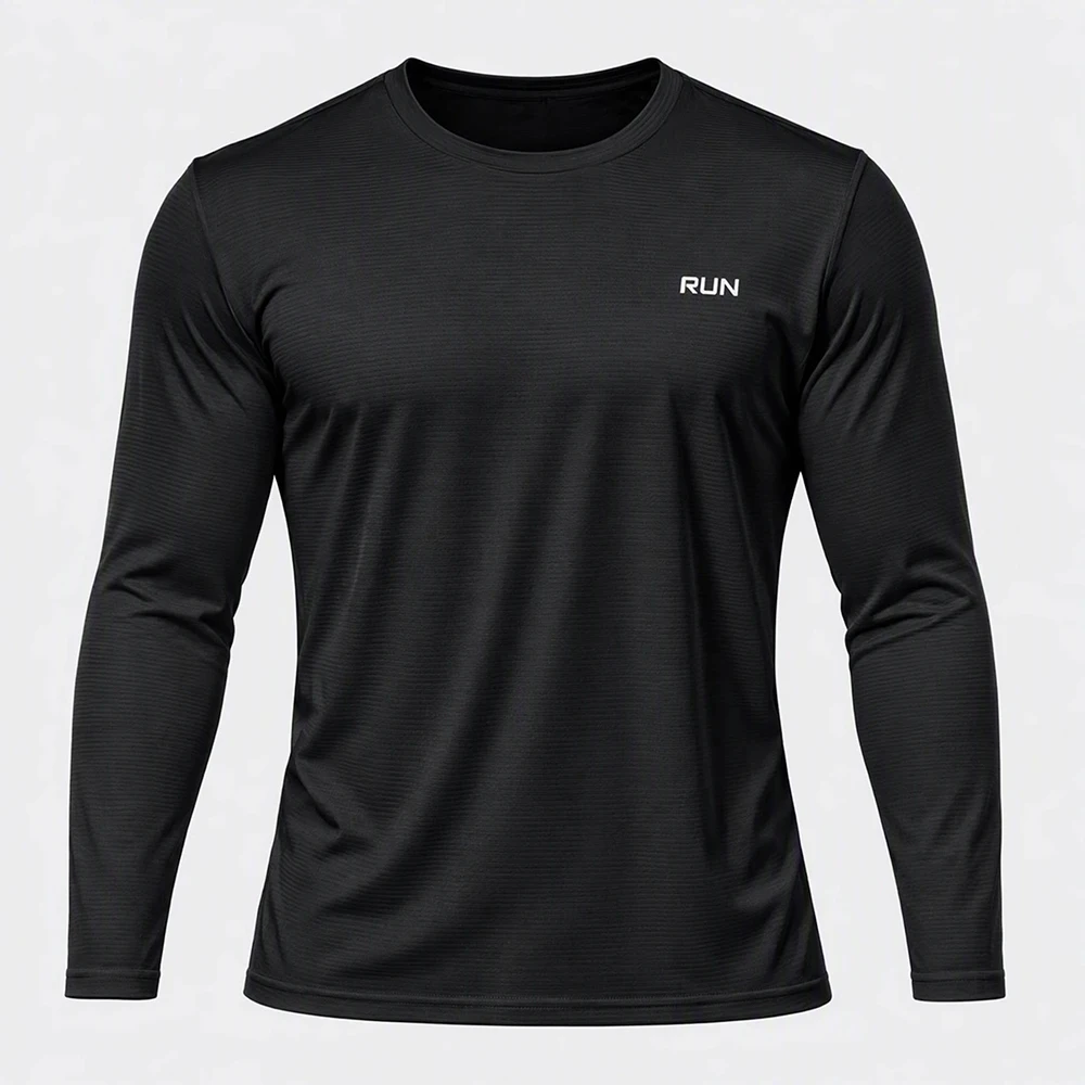 Men Ice Silk Long Sleeve Running T-shirt Thin Quick Dry UV Sun Protection Sports Top Fitness Hiking Trekking Outdoor Athletic Sh