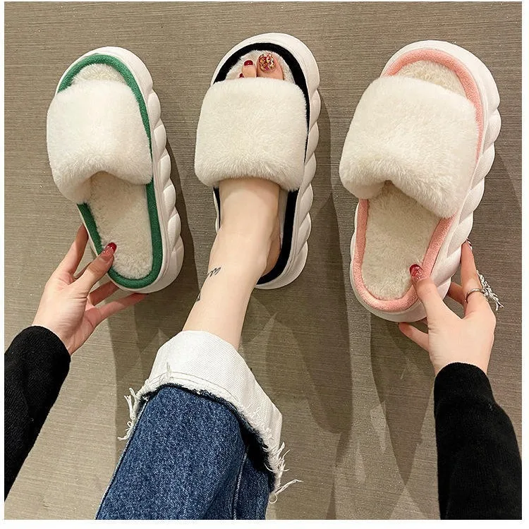 

Cloud Comfort Women's Winter Cotton Slippers, Cozy Home Indoor Warm Non-Slip Thick Sole Plush Furry House Shoes for Women