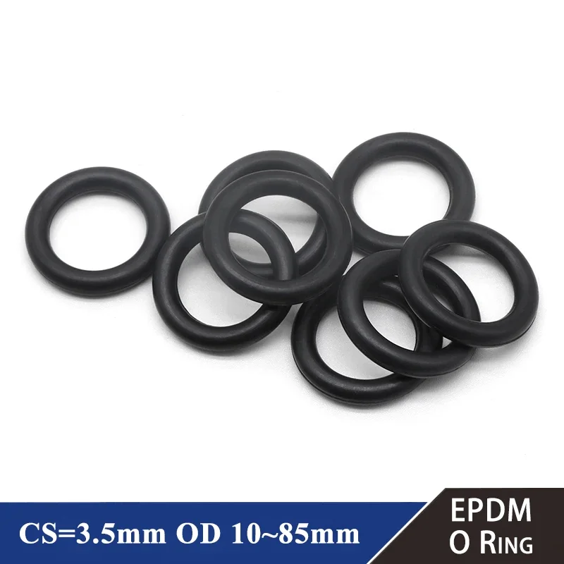 10/50Pcs EPDM o Rings CS 3.5mm OD 10 ~ 85mm Acid and Alkali Resistance Water Resistance Friction Resistance o-ring Black