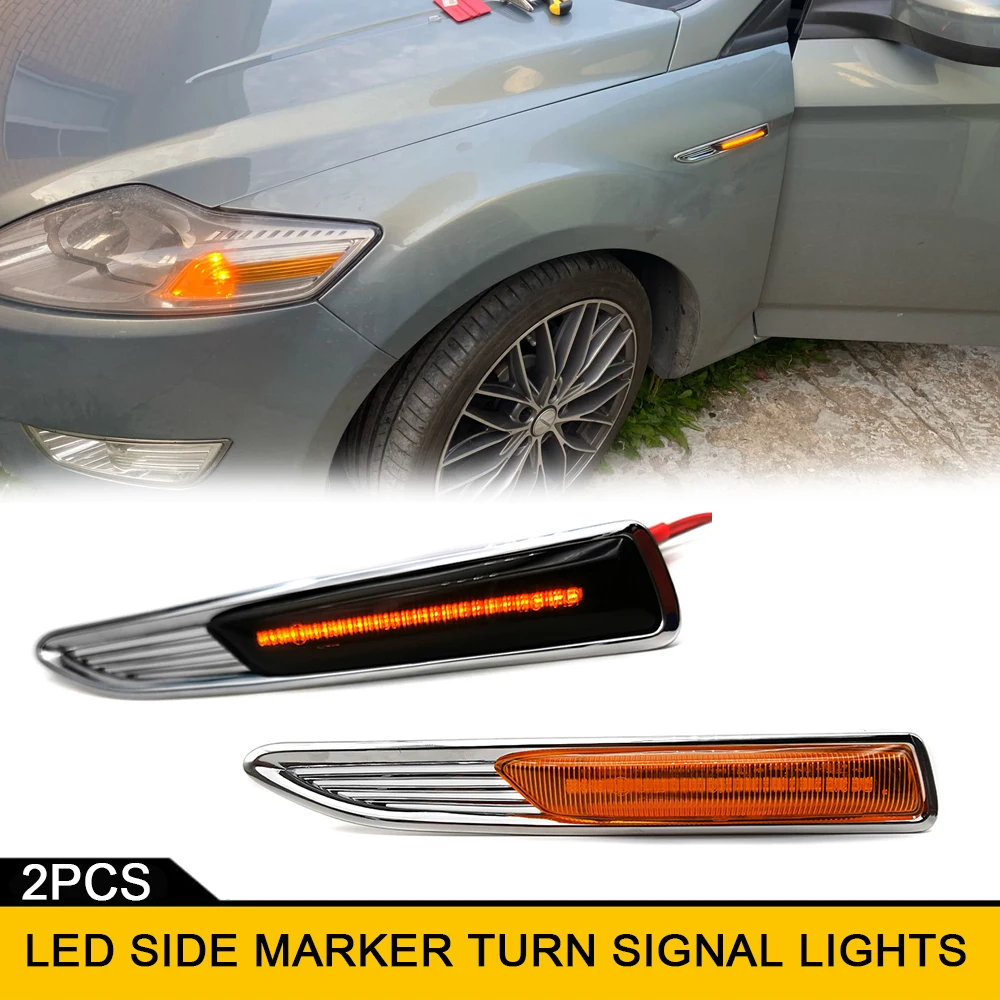 2x No Error LED Side Marker Lights For Ford Mondeo Mk4 Hatchback BA7 Saloon Estate Turnier 2007-2015 Repeat Blinker Indicator