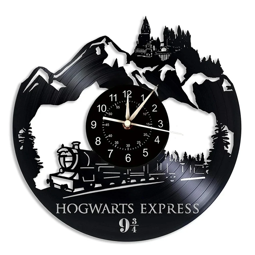 

Hogwarts-Express Vinyl Record Wall Clock LED Light 12 "Vinyl Quartz Clock | Creative Clock Birthday Gifts for Kids and Friends.