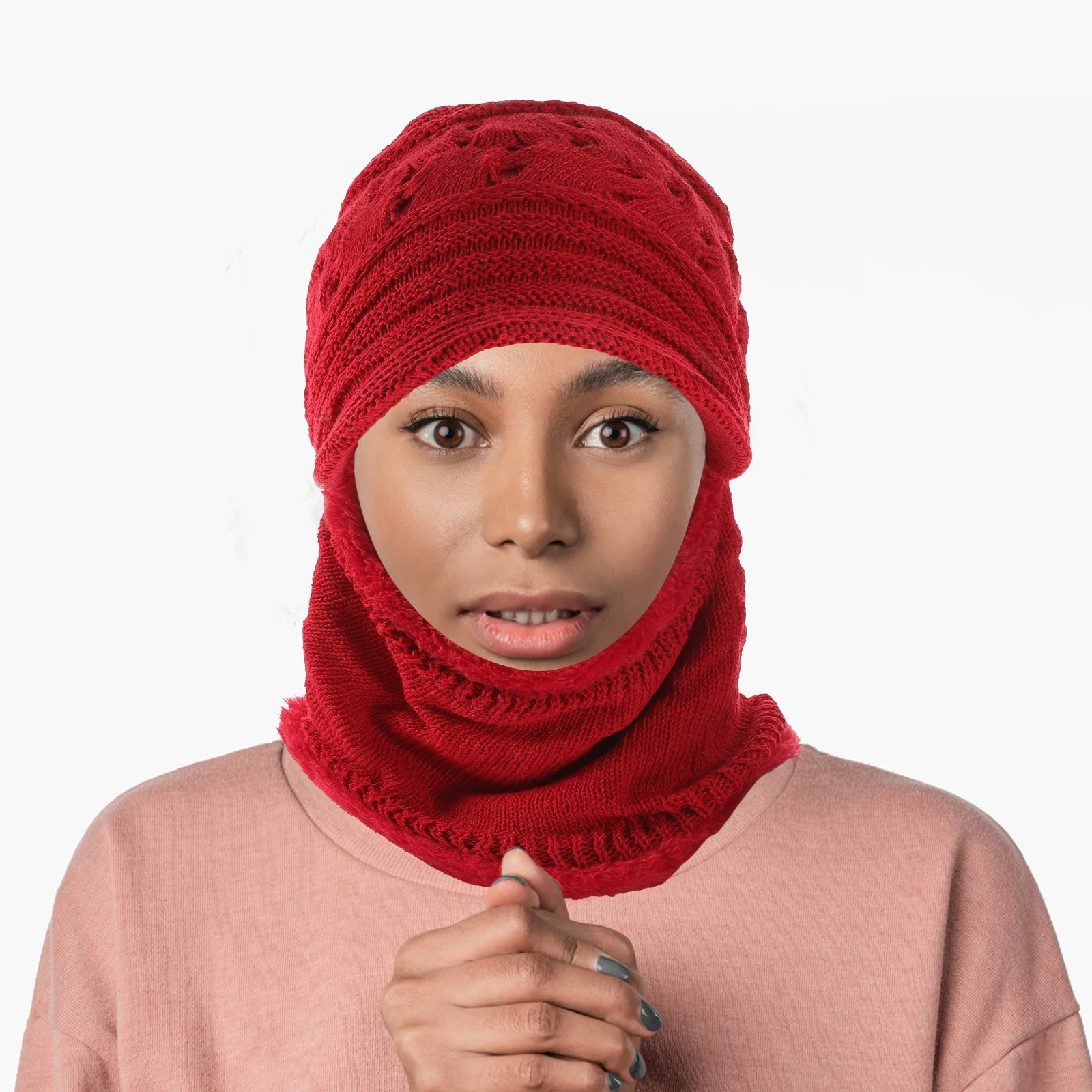 

Warm Hood Hat Scarf Thickening Beanie Hooded Women Multifunctional for Thermal Mask Windproof Women's Cycling Cap