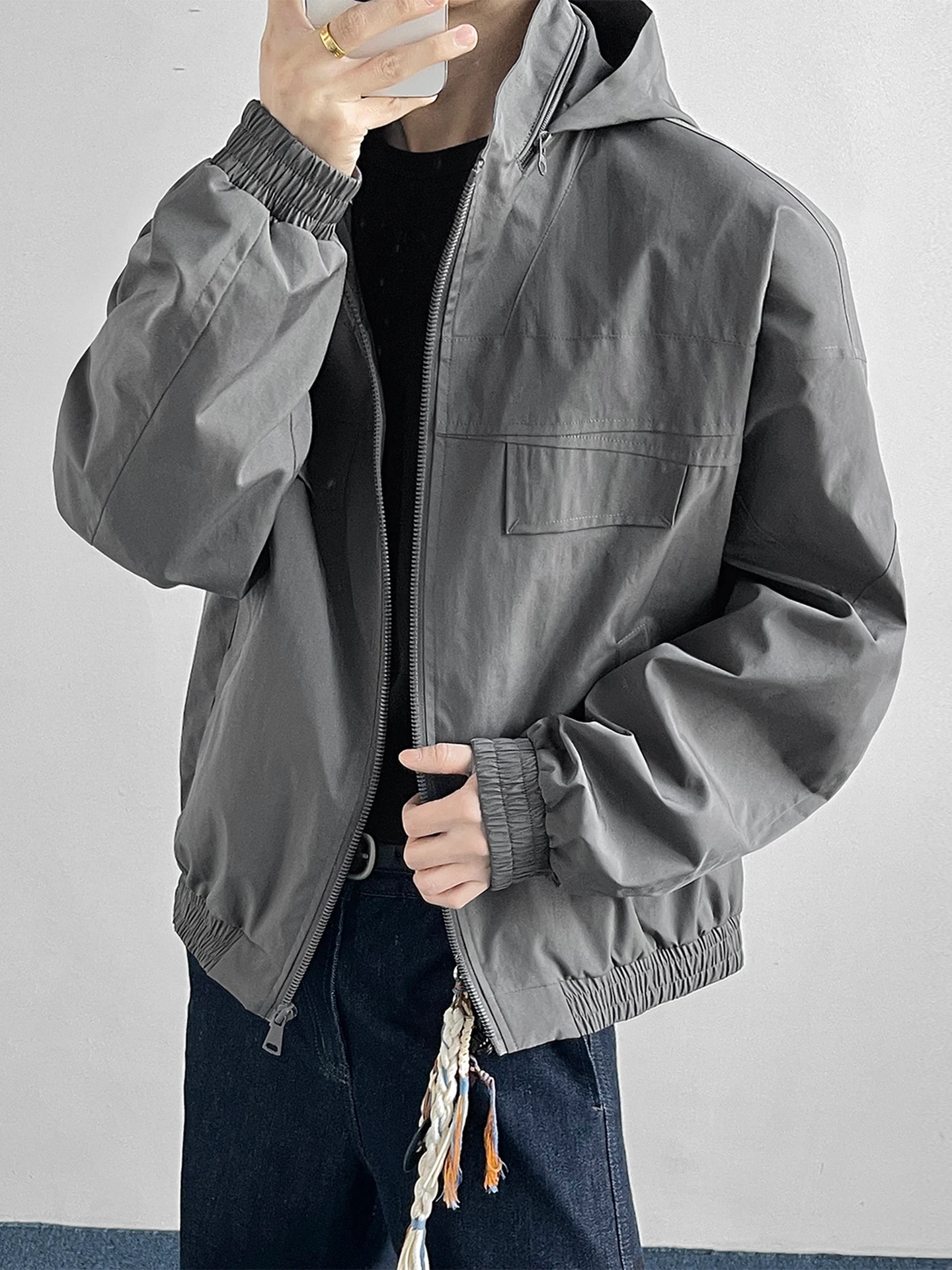 

Мужская куртка Cleanfit в американском ретро-стиле, весенняя, модная, свободного кроя, повседневная, молодежная, из полиэстера, на молнии, без капюшона