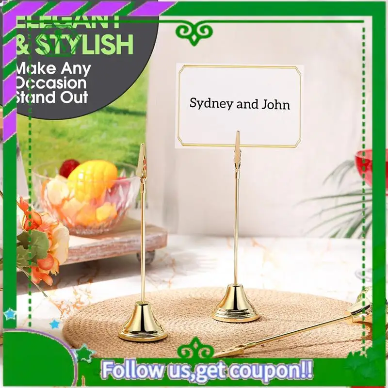 

Reliable-12Pcs Table Number Holders 9 Inch Place Card Holder With Alligator Clip Metal Table Card Holders Table Number Stands