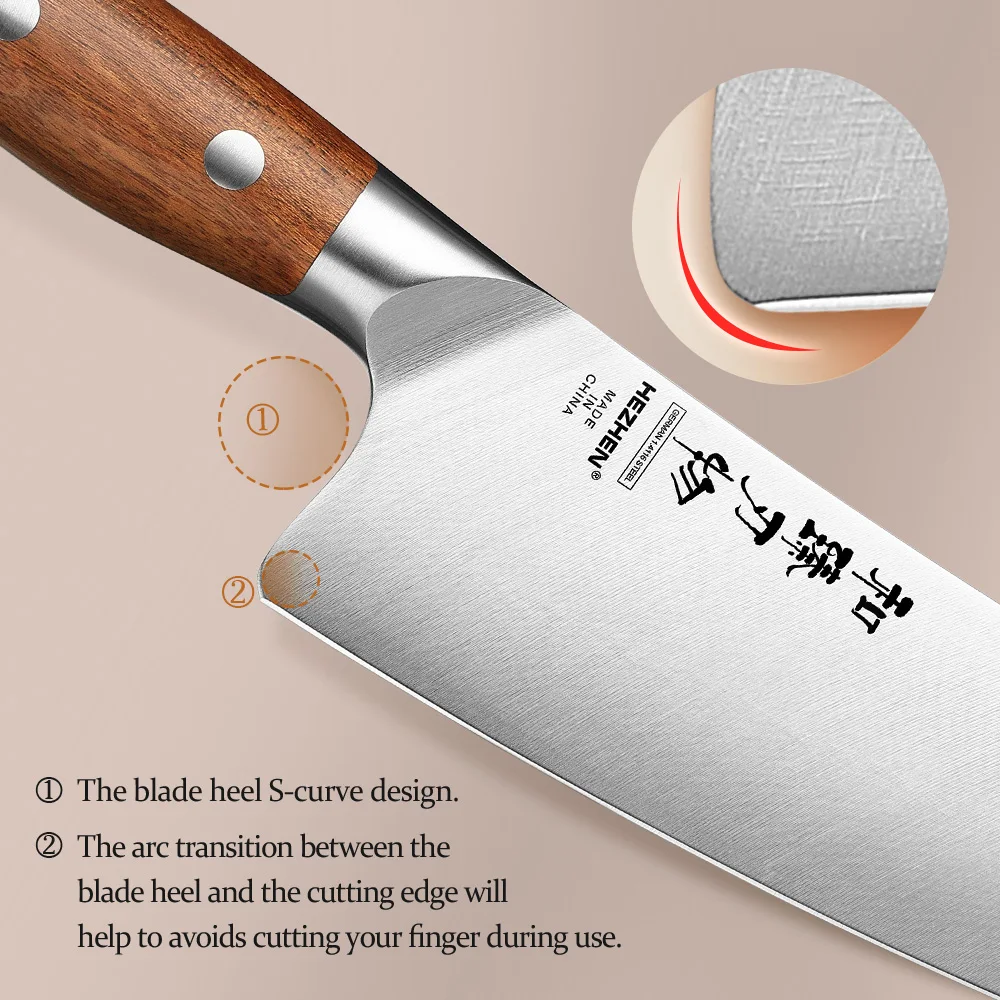 HEZHEN 8.1 Inch Chef Knife German 1.4116 Stainless Steel Cook Knife Red Wood Handle Kitchen Knife Gift Box