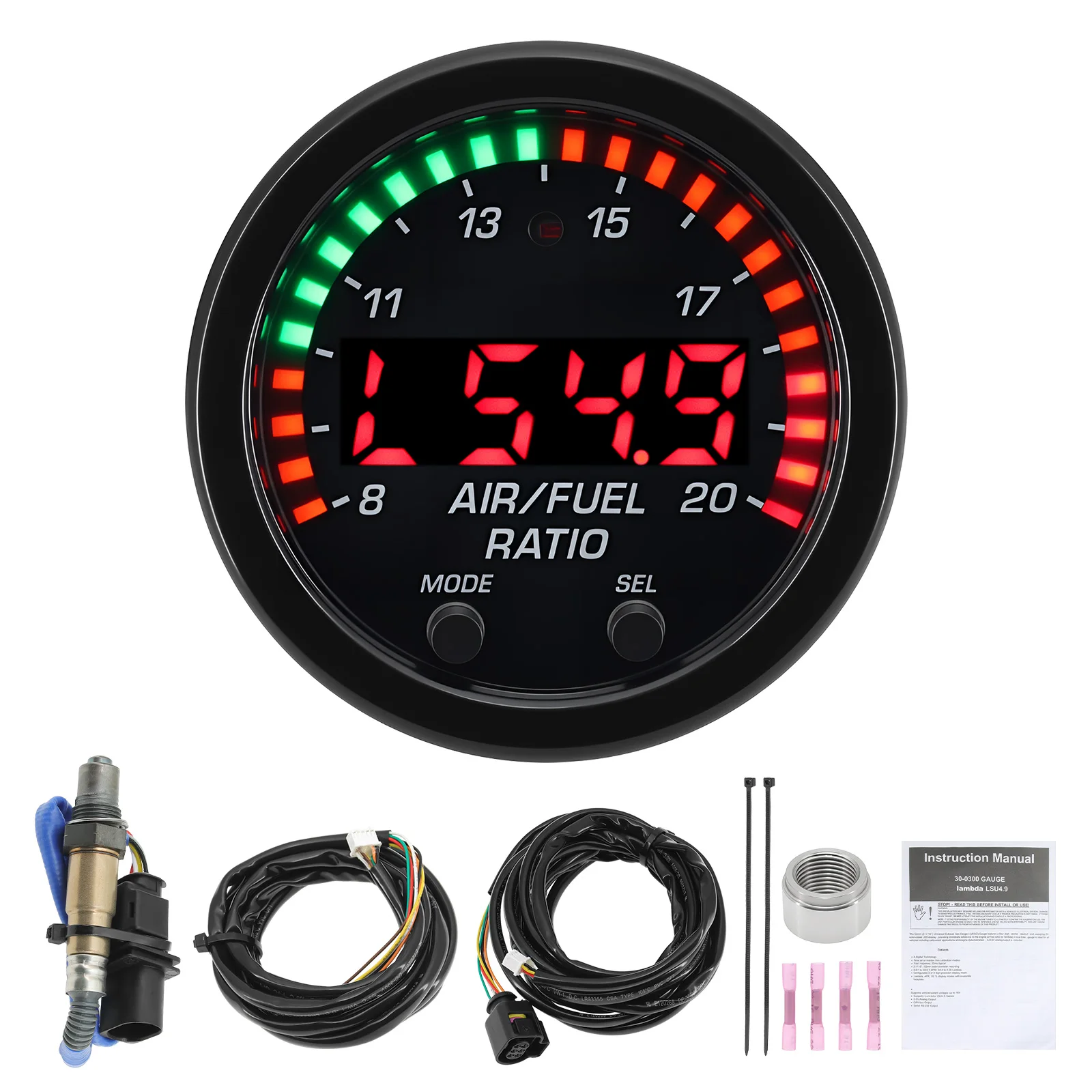 30‑0300 X‑Series Wideband O2 AFR Gauge Kit 52mm Car Modification Air Fuel Ratio Lambda Meter LSU 4.9 Oxygen Sensor 0258017025