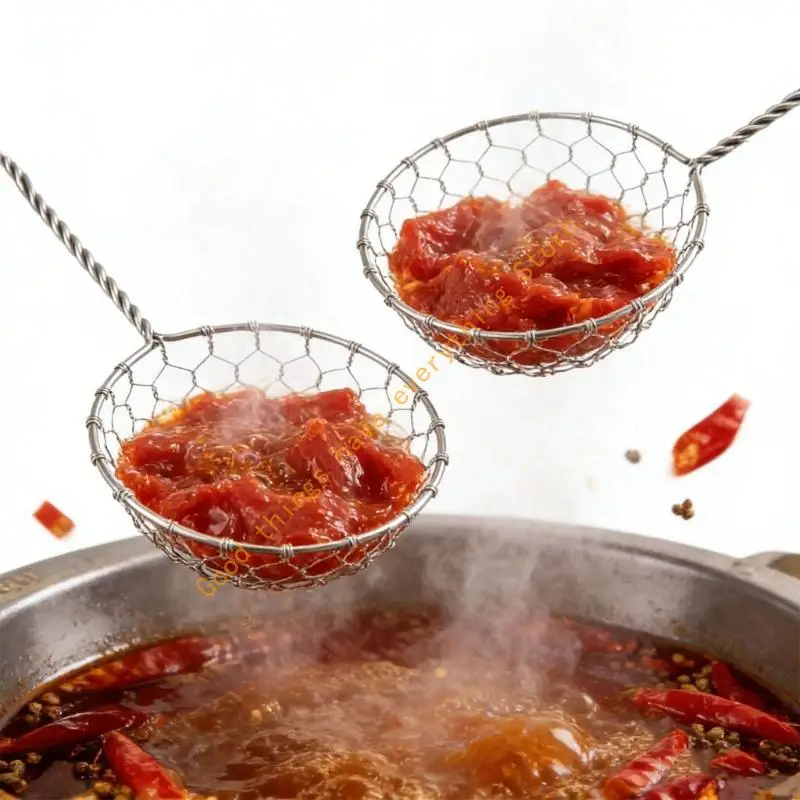 6pcs Handcrafted Nonrust Steel Wire Meshes Strainers Feature Nonslip Handle and Integrated Hook for Kitchen Use 55KF