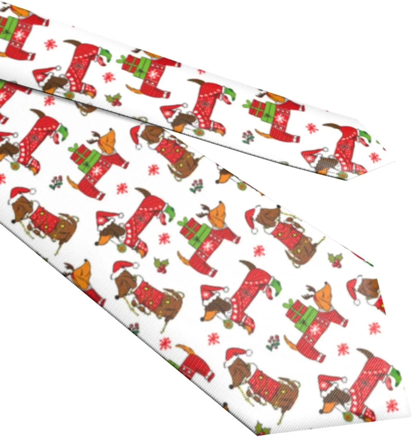 Christmas Dachshund Dog Mens Novelty Necktie Ties Funny Neckties Fashion Neck Ties Cute Tie Gifts for Men