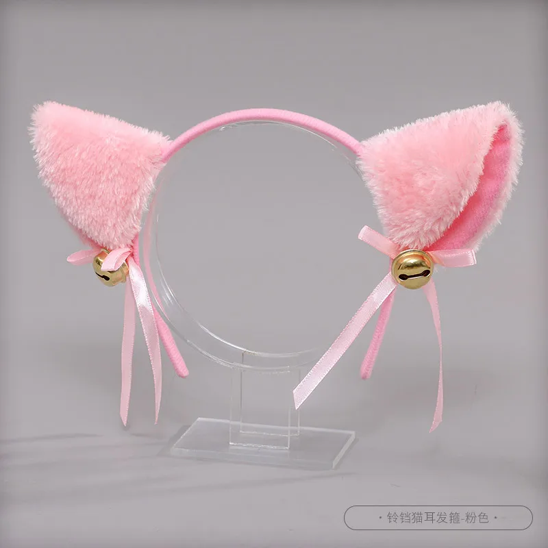 Kawaii Maid Haarreif Lolita Katzenohren Kopfbedeckung Cosplay Kopfzubehör Halloween Anime Mädchen Glockenschleife Weihnachts-Haaraccessoires – Detail 5