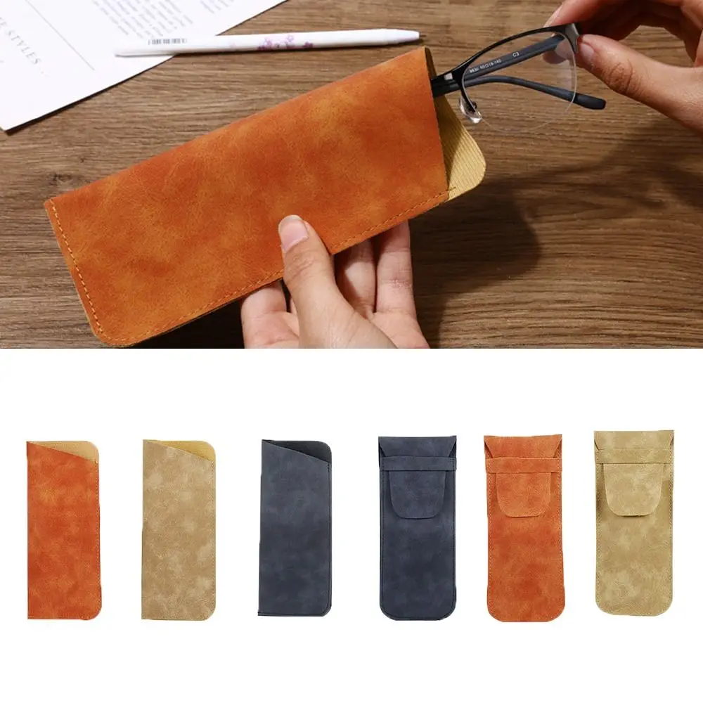 Rectangle PU Leather Glasses Bag Covered Velvet Lining Sunglasses Bag Simple Style Solid Color Eyeglasses Holder Jewelry Packing