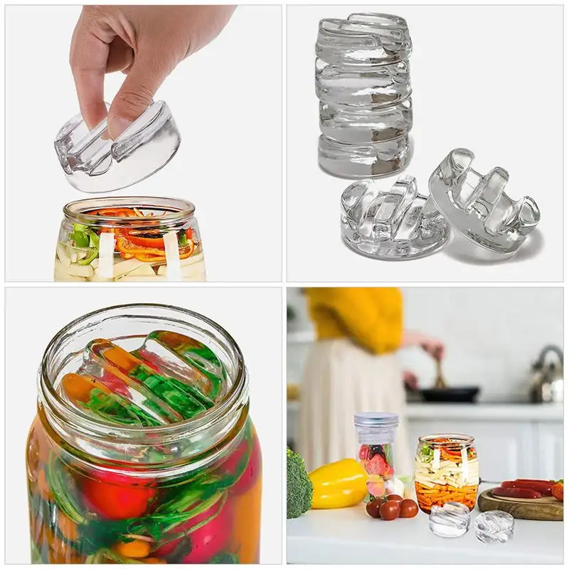 Fermentation Glass Weight with Easy Grip Handle Heavy Glass Fermenting Lid for Mason Jar Pickle Pickling Kimchi