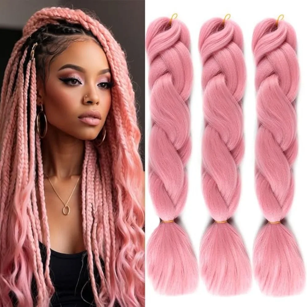 

Braiding Hair Extension Crochet Braids Hair 100g/pc Pure Color Synthetic Crochet Braids Hair Extension (24Inch)