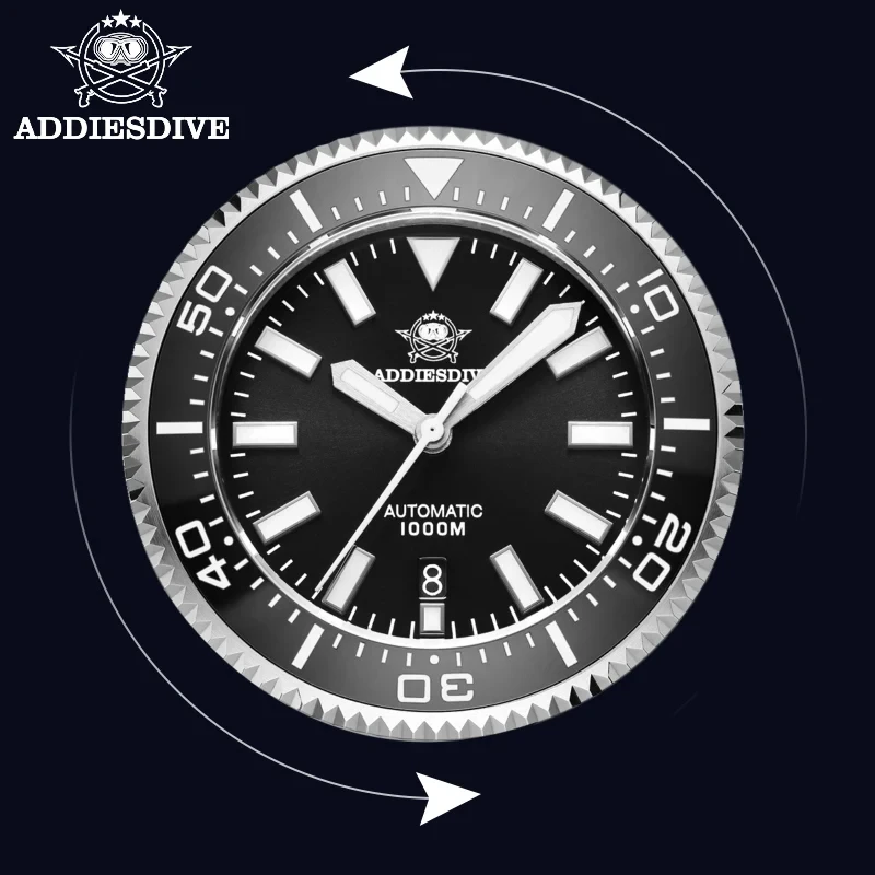 ADDIESDIVE-Relógio de pulso mecânico masculino, Sapphire automático, luminoso, aço inoxidável, BGW9, NH35, 1000m