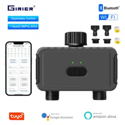 GIRIER Smart Sprinkler Timer, WiFi Water Timer, Hose Faucet Timer for Automatic Irrigation System, APP Remote Control, 2 Outlets