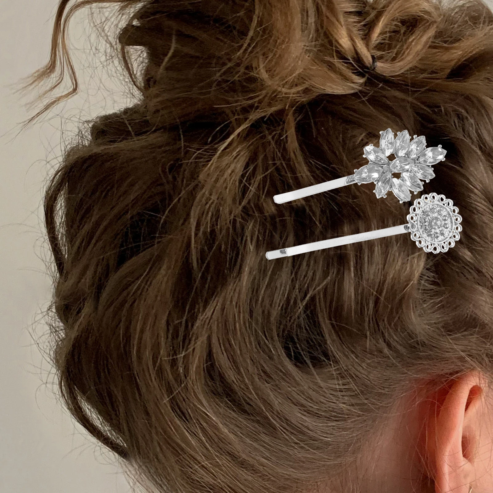 

10Pcs Pearl Clip Set Rhinestone Bobby Pins Silver Hair Jewelry For Women Decorative Hair Accessories Leaf Star Sunflower Design