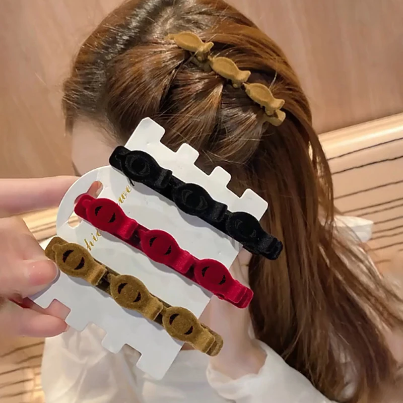 Forehead Flock Braided Hair Clip Accessory New Solid Color Braided Hair Clips Small Fragrant Hair Clip Shredded Hair Bangs Clip