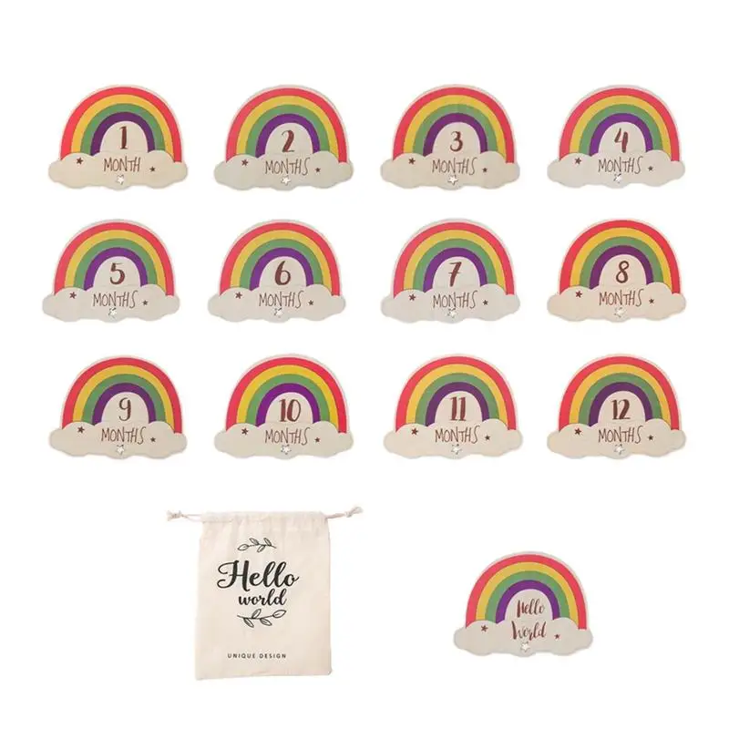 

Milestones Cards Baby Boy Rainbow Wooden Baby Monthly Milestones Cards Colorful Baby Month Announcement Signs Baby Months Photo