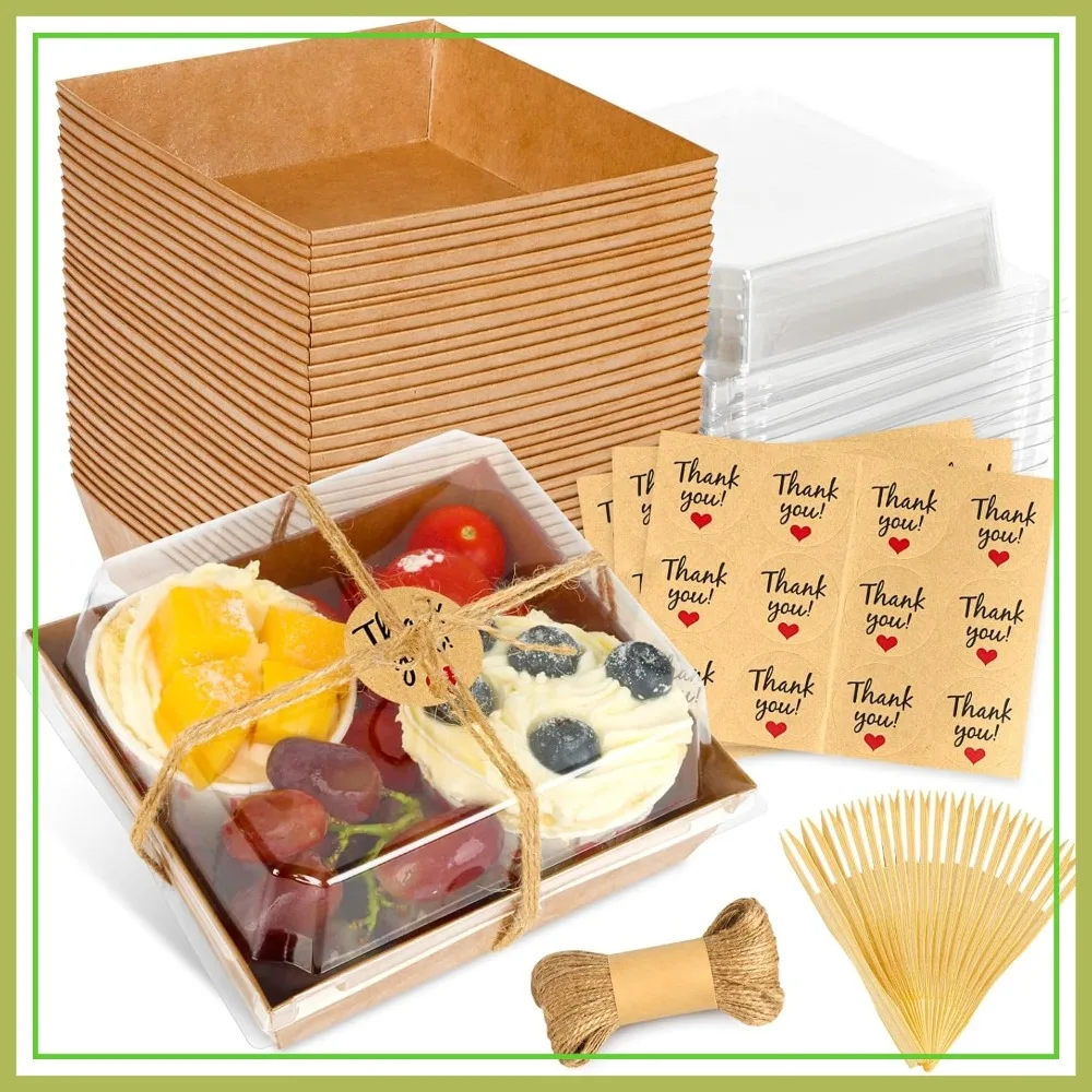 20 Cajas Mini para Charcutería con Tapas Transparentes - Envases Desechables para Alimentos para Sándwiches, Galletas, Sushi, Pastel, Fresas