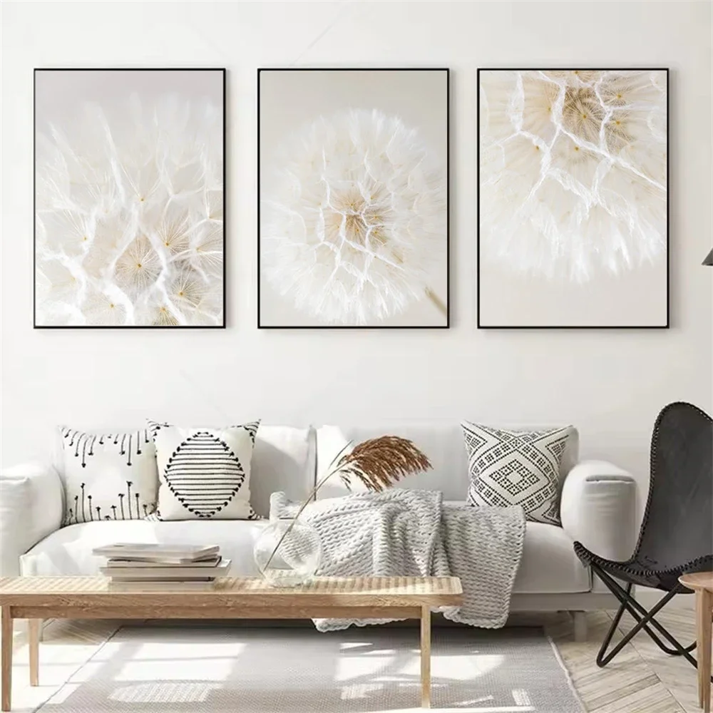 

Bohemia Beige Dandelion Wall Art Canvas Painting Plants Poster Scandinavia Print Nordic Wall Pictures Modern Living Room Decor