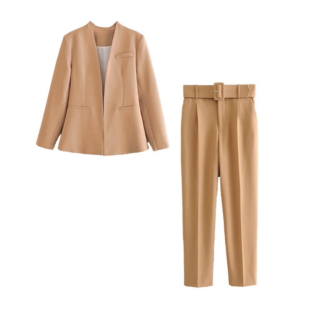 المرأة مزاجه طية صدر السترة سليم صالح متعدد الألوان سترة السراويل الربيع الصيف ملابس نسائية عادية