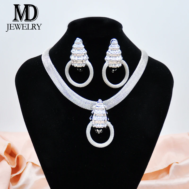 Elegant Wedding Jewelry Set White Conch Design Necklace Earrings Set Fashion Women's Jewelry Wedding Party Christmas Gifts