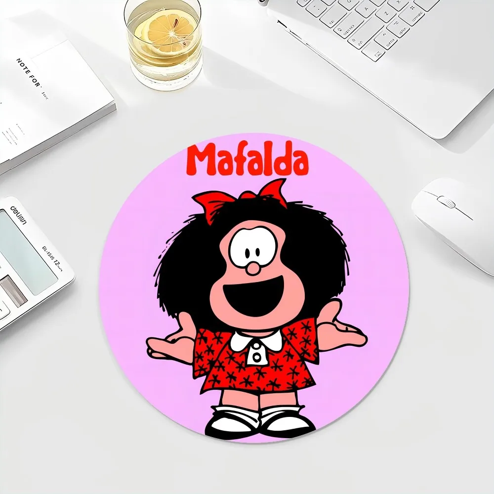 Mafalda Small Round Office Student Gaming Thickened Writing Pad Non-slip Cushion Mouse Pad Padmouse Desk Play Mats