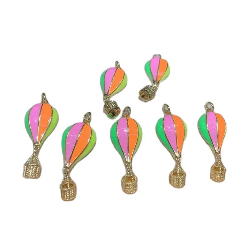 

Women Gold Color Hot air balloon Gold Colorful Enamel Hoop CZ jewelry accessories Pendants